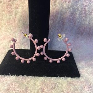 Pink Beaded Hoop Earrings